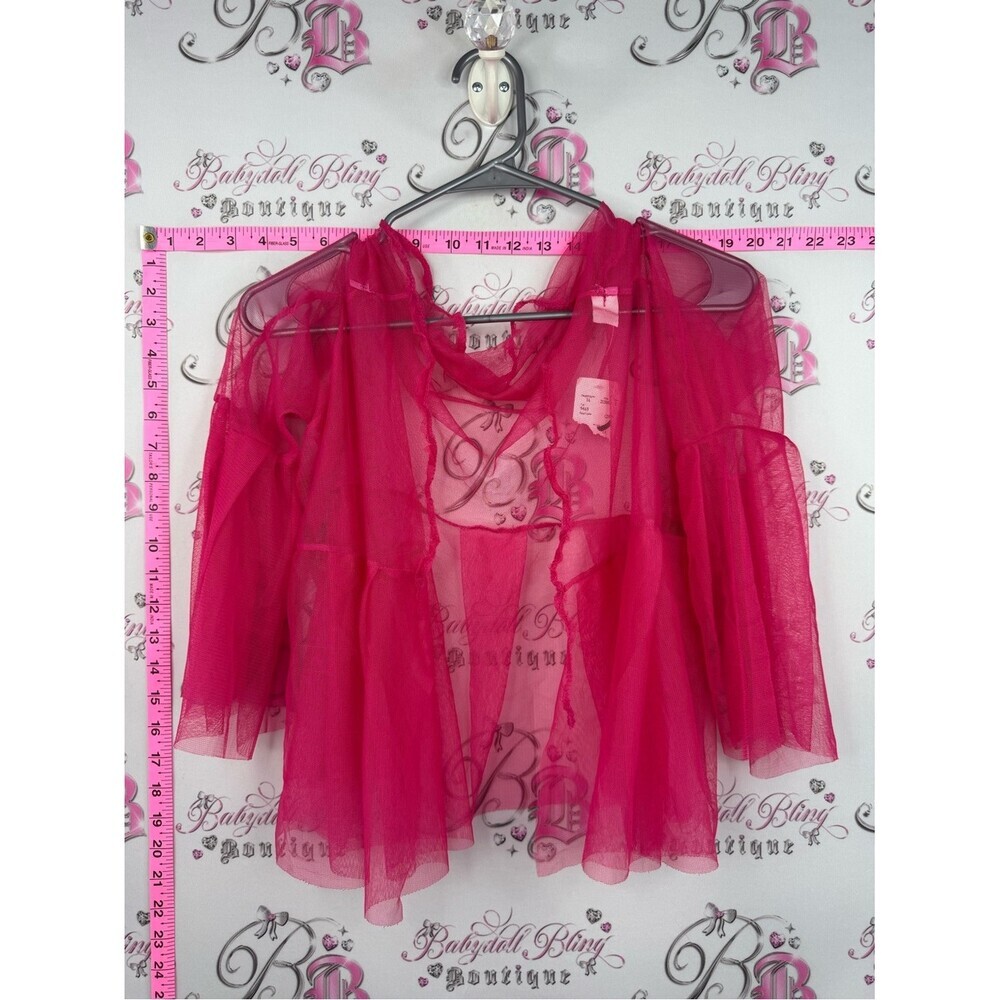 Sheer Hot Pink Mesh Shrug - Women Intimates & Sleepwear
